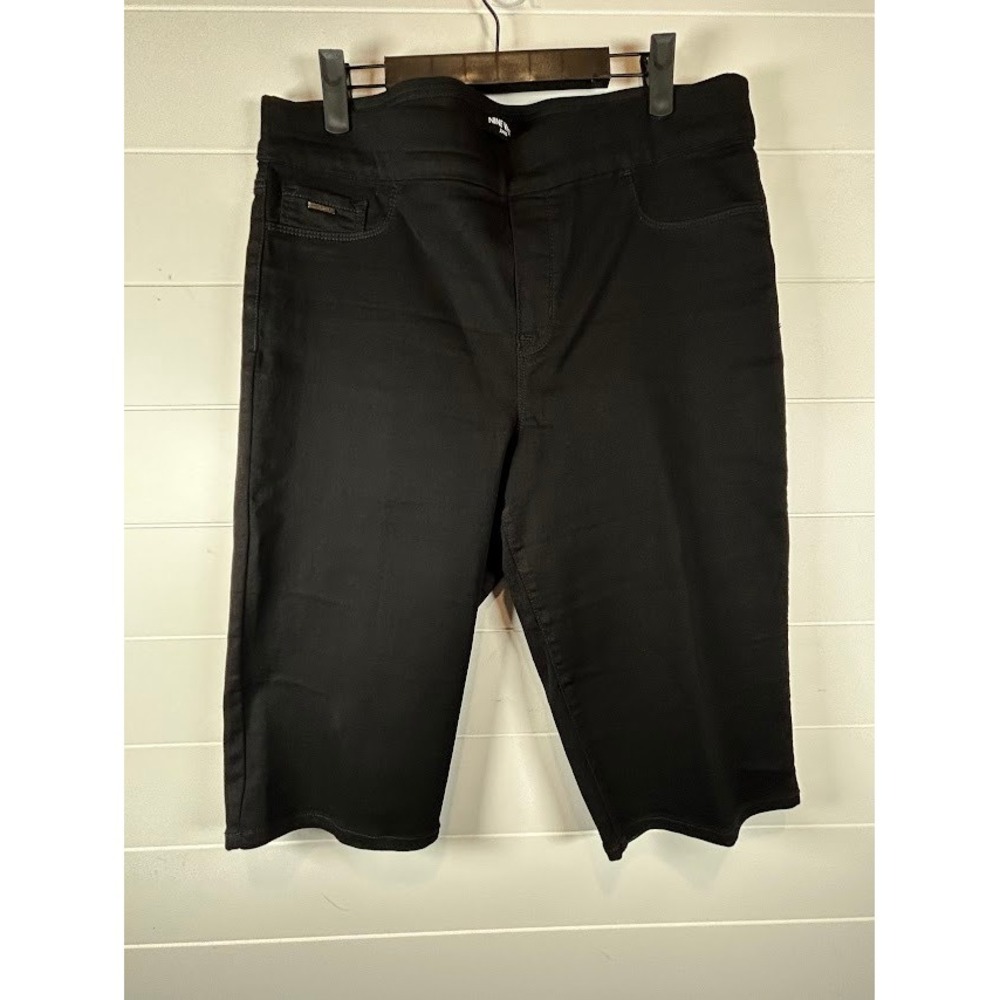 Nine West Jeans Heidi Pull On Skimmer Shorts Black Size 14 Stretch Bermuda